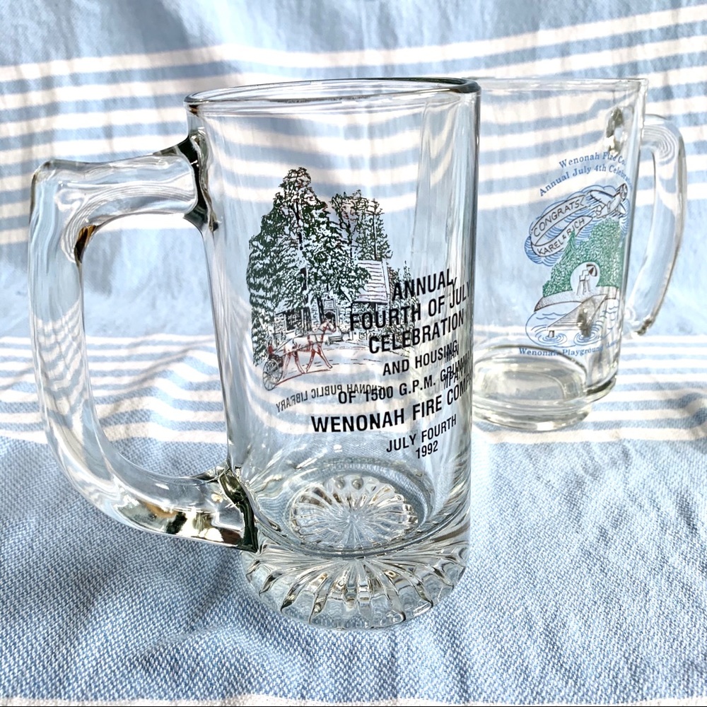3 Vintage Glass Beer Mugs - Picture 3 of 11